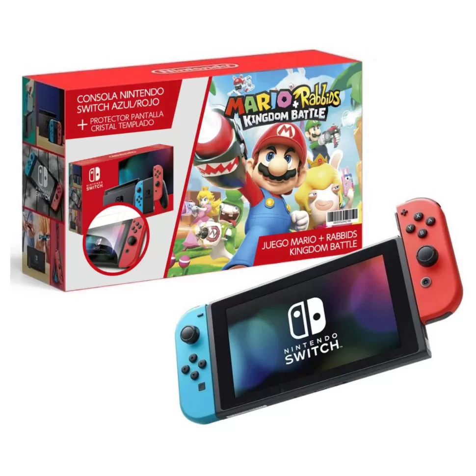 Super Mario Nintendo Switch Azul Y Rojo Edicion Mario Rabbids Kingdom Battle* Juguetes Electrónicos