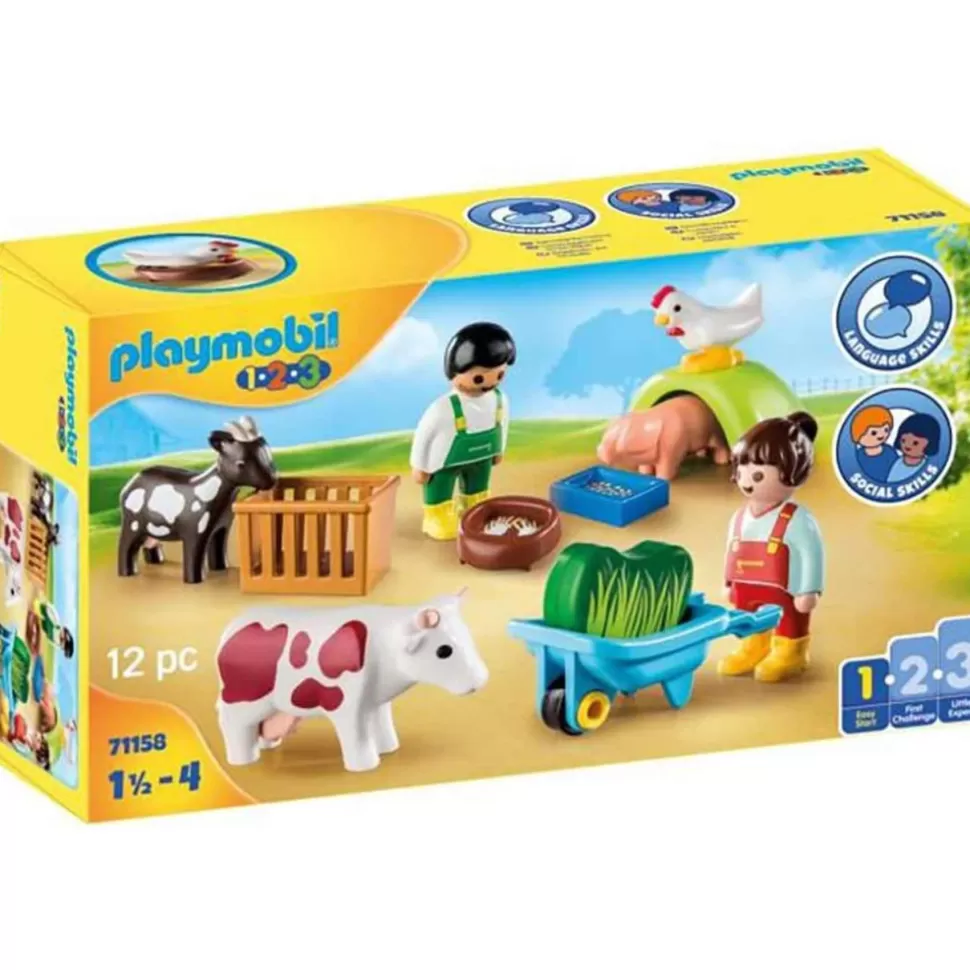 Playmobil 123 Granja Con Simpaticos Animales De Granja Y Figuras* Juegos De Construcción