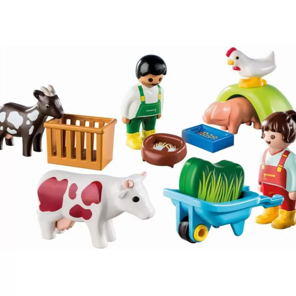 Playmobil 123 Granja Con Simpaticos Animales De Granja Y Figuras* Juegos De Construcción