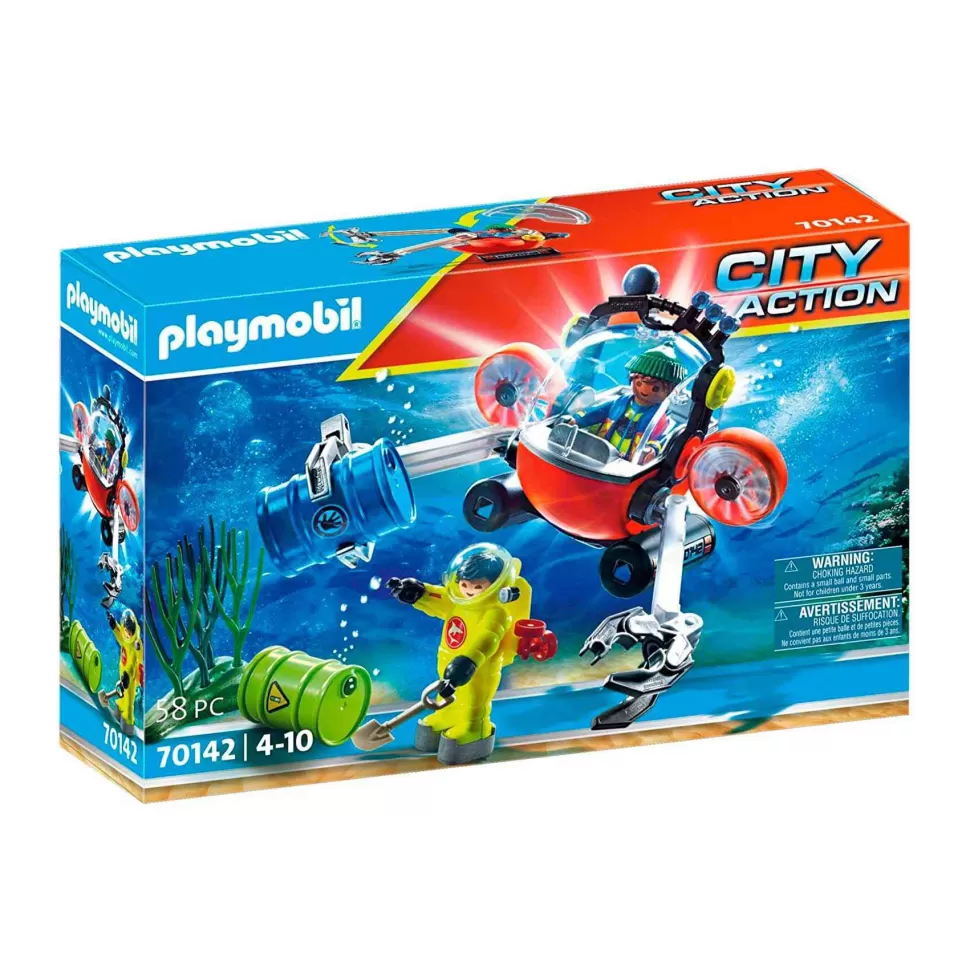 Playmobil City Action Rescate Maritimo Operacion Medio Ambiente Con Bote De Buceo 70142* Juegos De Construcción