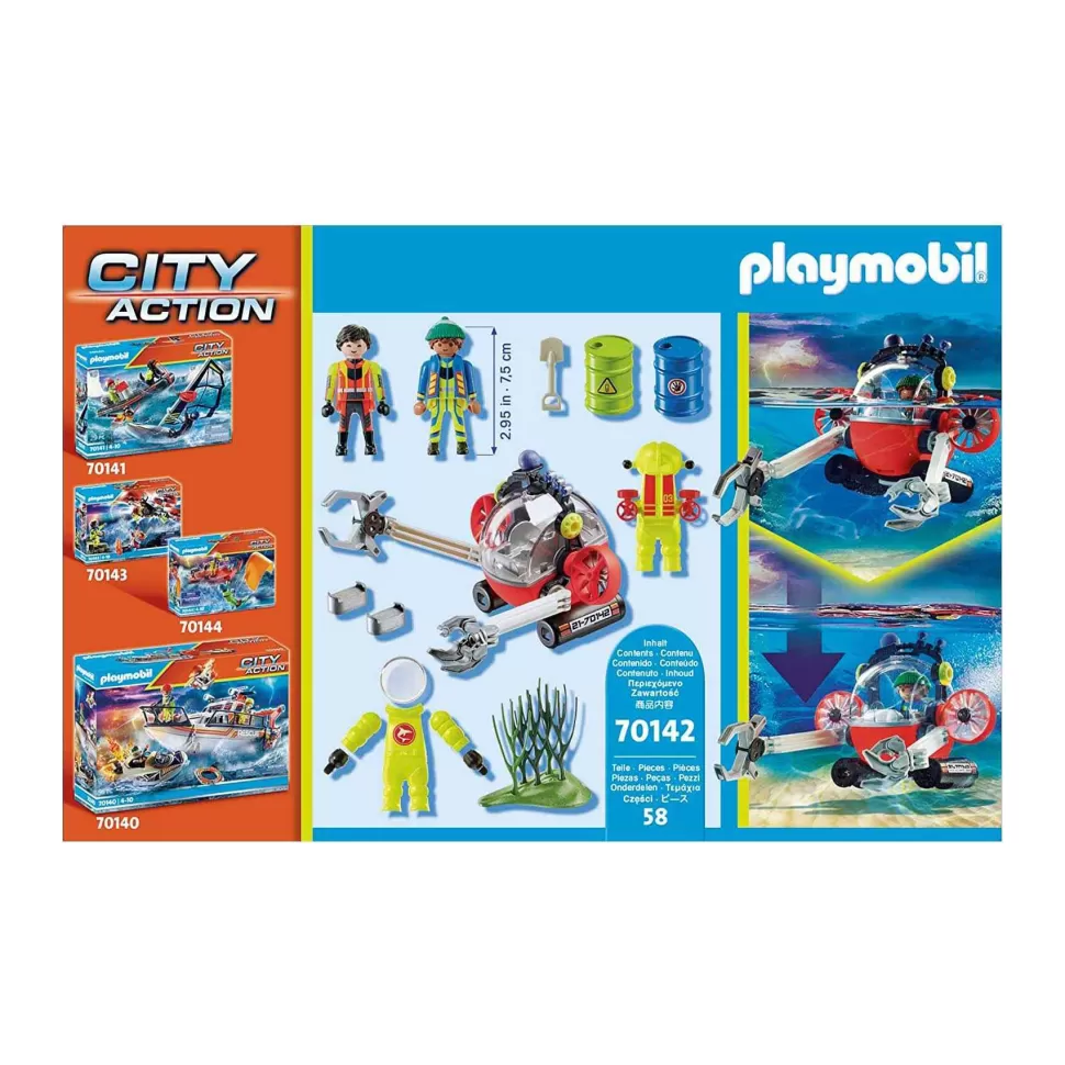 Playmobil City Action Rescate Maritimo Operacion Medio Ambiente Con Bote De Buceo 70142* Juegos De Construcción