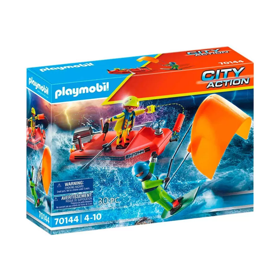 Playmobil Juegos De Construcción^ City Action Rescate Maritimo Rescate De Kitesurfer Con Bote 70144