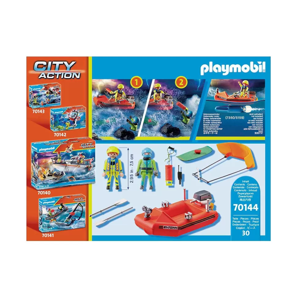 Playmobil Juegos De Construcción^ City Action Rescate Maritimo Rescate De Kitesurfer Con Bote 70144
