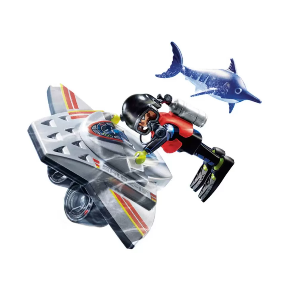 Playmobil Juegos De Construcción^ City Action Rescate Maritimo Vehiculo De Propulsion Para Buceo Para Rescate 70145