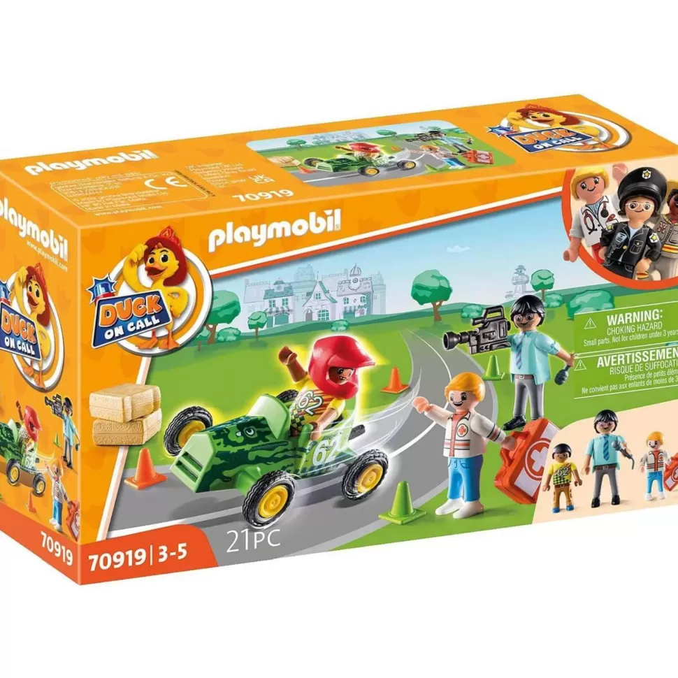 Playmobil Juegos De Construcción^ Duck On Call Accion Ambulancia Ayuda Al Piloto De Carreras 70919