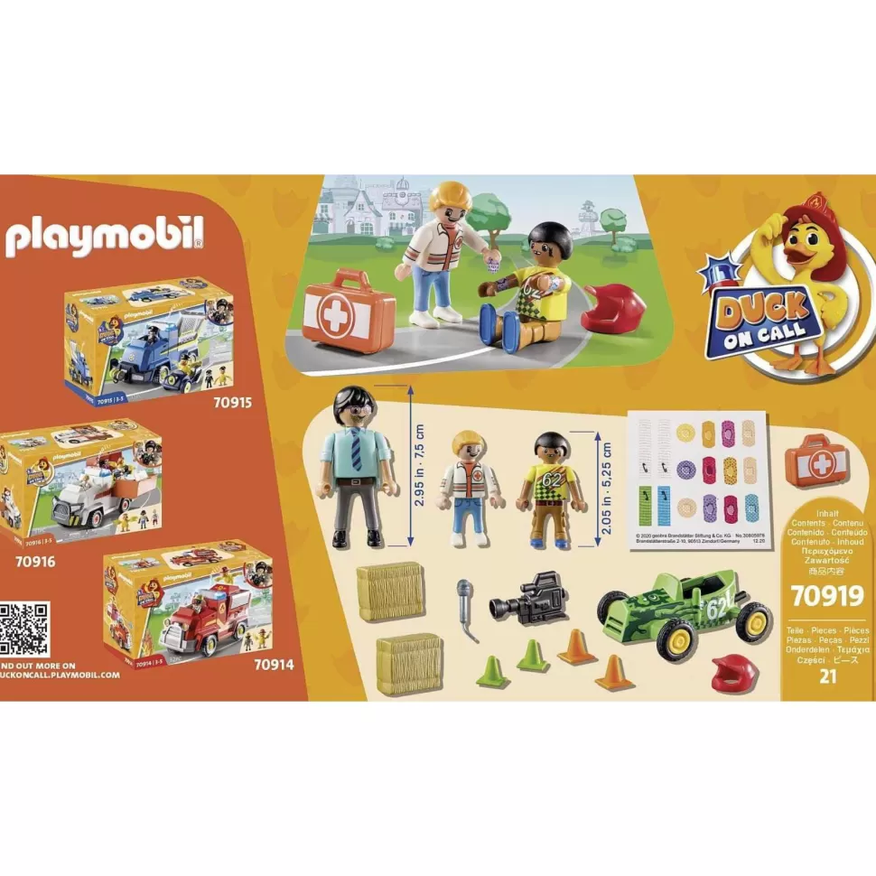 Playmobil Juegos De Construcción^ Duck On Call Accion Ambulancia Ayuda Al Piloto De Carreras 70919
