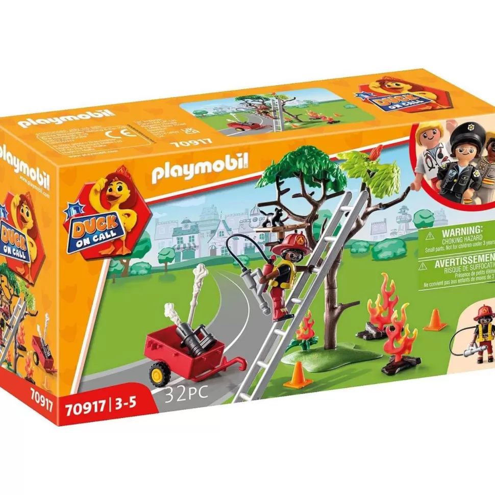 Playmobil Juegos De Construcción^ Duck On Call Accion Rescate De Bomberos Rescata Al Gato 70917