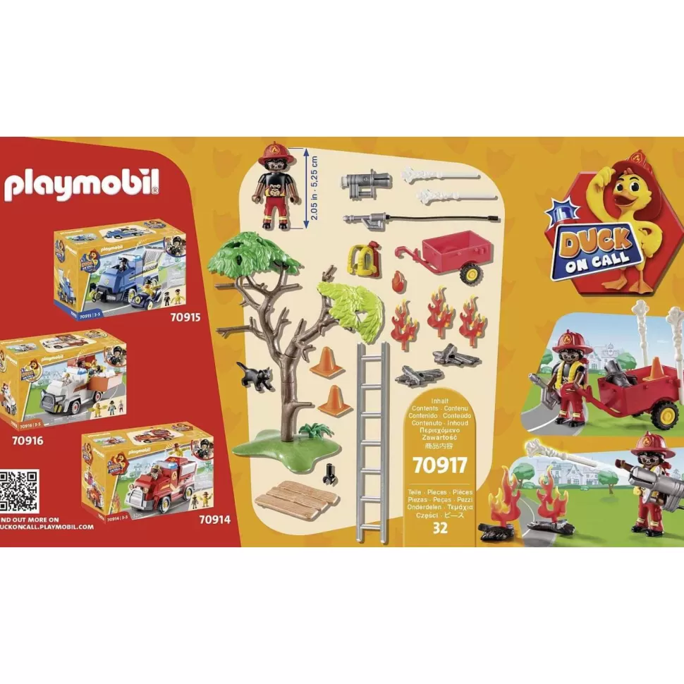 Playmobil Juegos De Construcción^ Duck On Call Accion Rescate De Bomberos Rescata Al Gato 70917