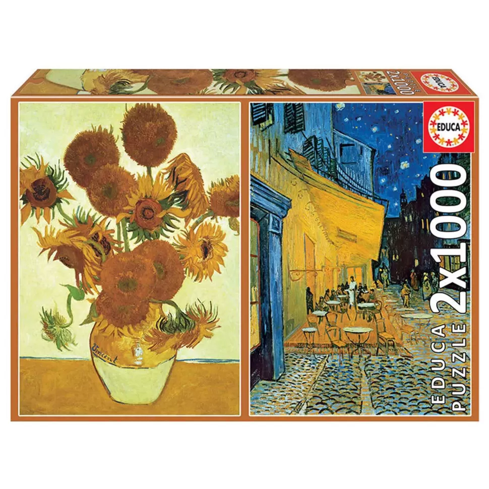 Educa Borras Puzzles Y Educativos^Puzzle 2X1000 Los Girasoles Y Terraza De Cafe Por La Noche
