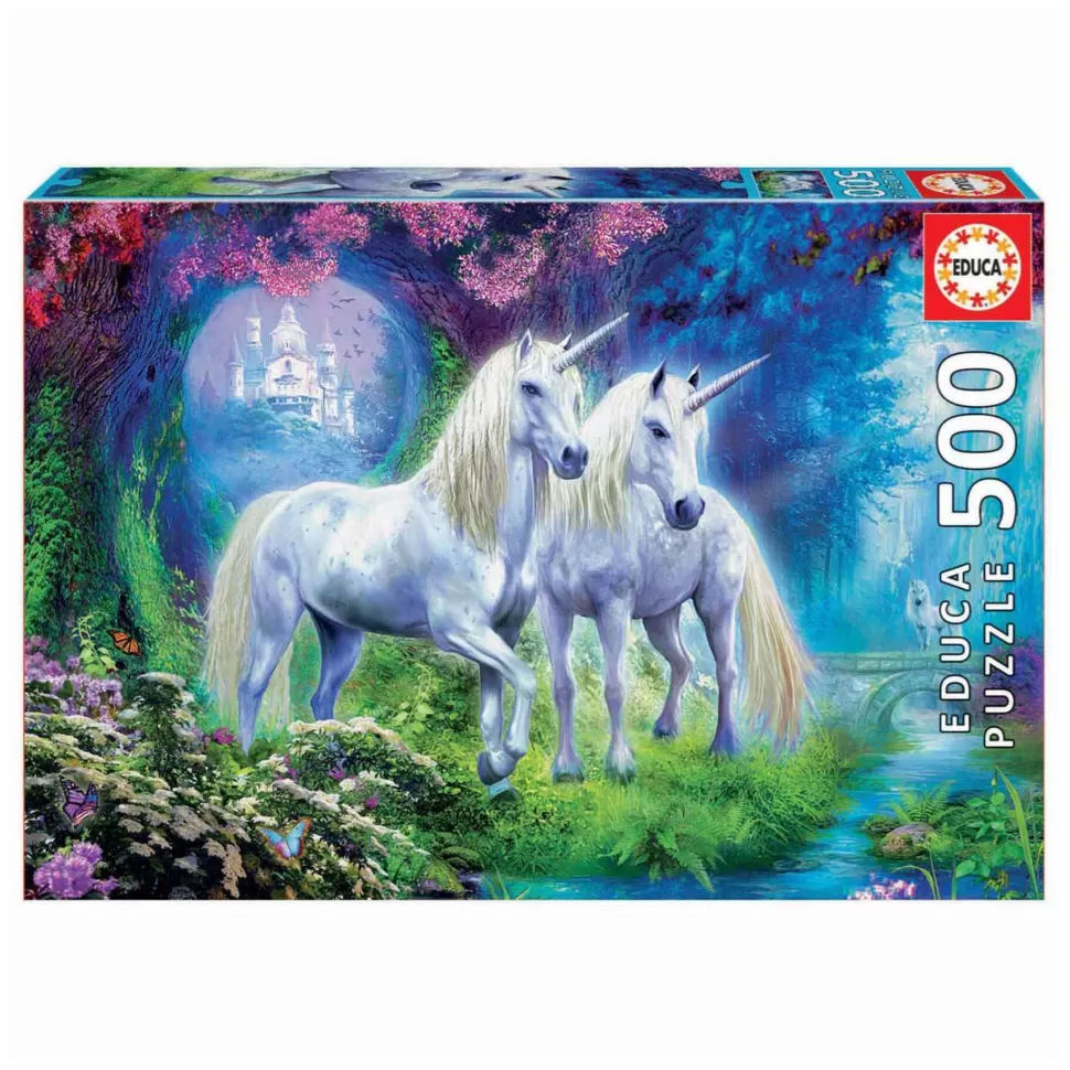 Educa Borras Puzzle 500 Piezas Unicornios En El Bosque* Puzzles Y Educativos