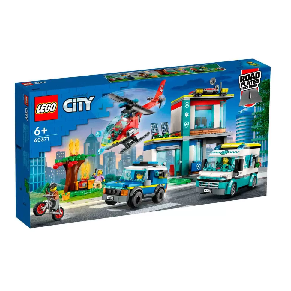 * Set De Juguetes De Construcción City 60371 Central De Vehículos De Emergencia (706 Piezas)* Juegos De Construcción