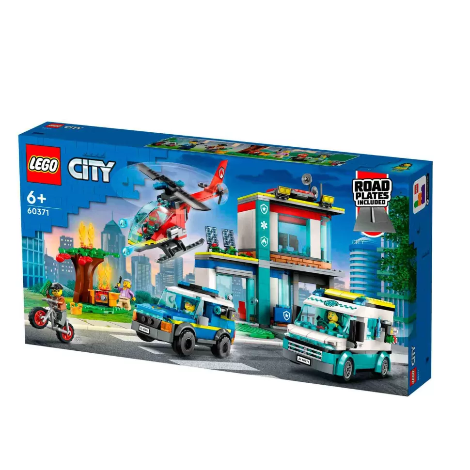 * Set De Juguetes De Construcción City 60371 Central De Vehículos De Emergencia (706 Piezas)* Juegos De Construcción