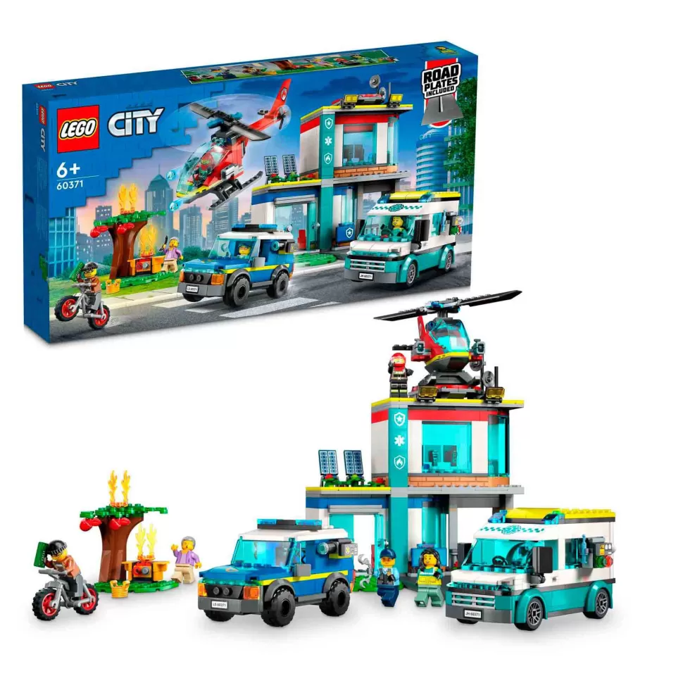 * Set De Juguetes De Construcción City 60371 Central De Vehículos De Emergencia (706 Piezas)* Juegos De Construcción