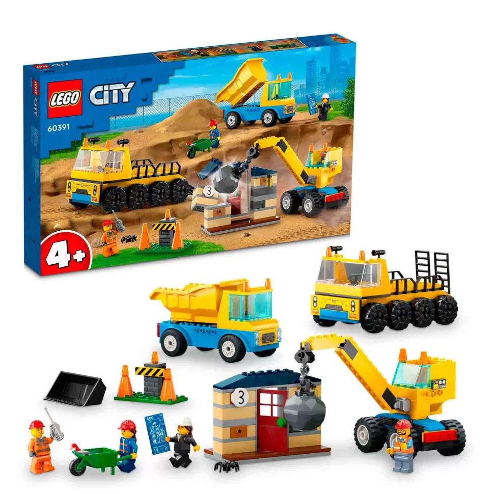 * Set De Juguetes De Construcción City 60391 Camiones De Obra Y Grua Con Bola De Demolicion (235* Juegos De Construcción