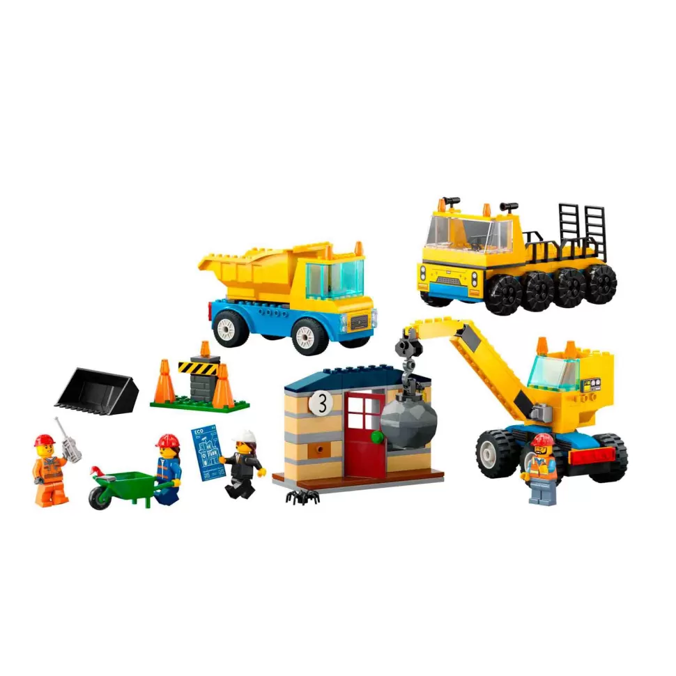 * Set De Juguetes De Construcción City 60391 Camiones De Obra Y Grua Con Bola De Demolicion (235* Juegos De Construcción