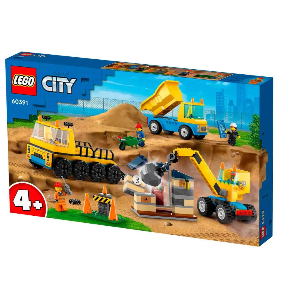* Set De Juguetes De Construcción City 60391 Camiones De Obra Y Grua Con Bola De Demolicion (235* Juegos De Construcción