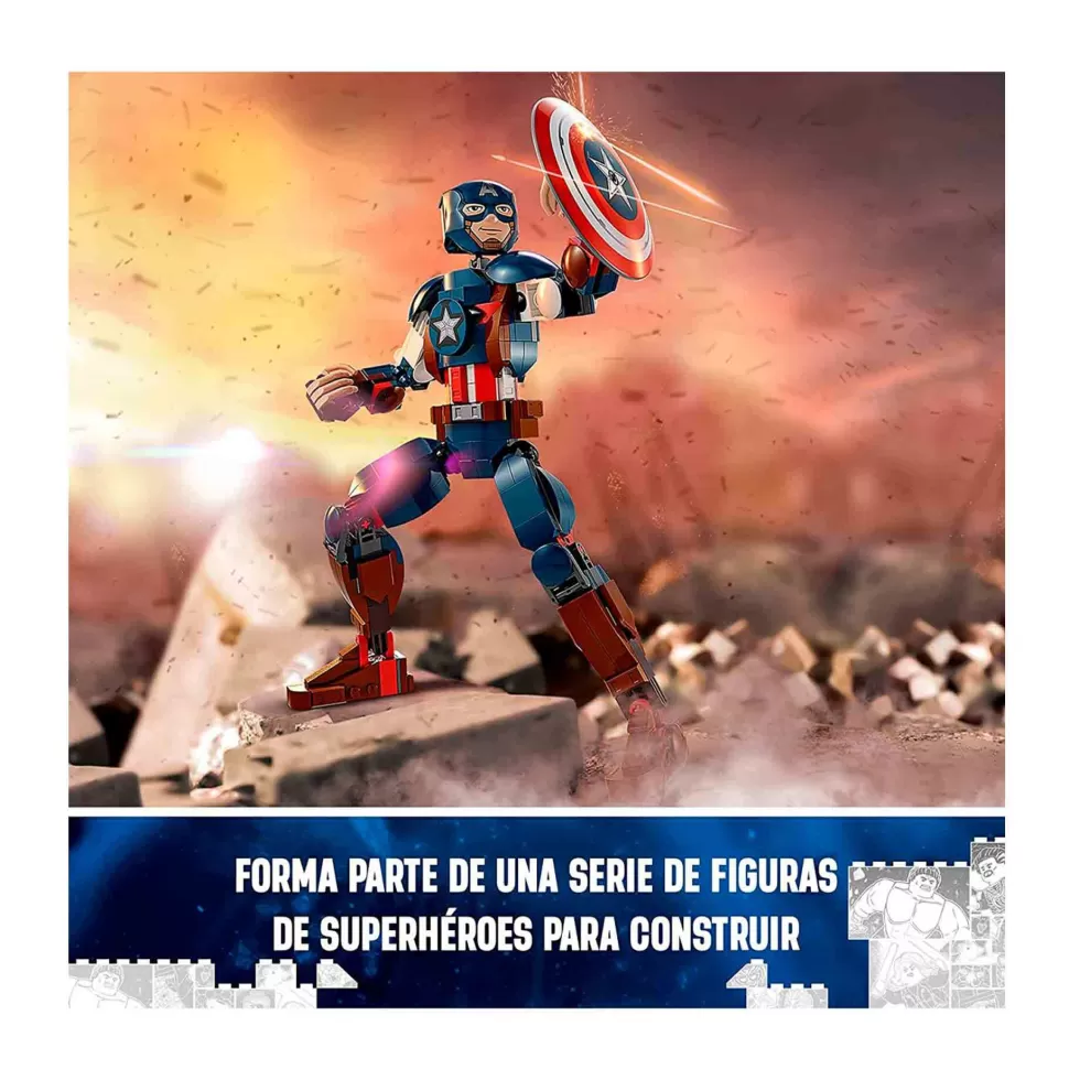 * Set De Juguetes De Construcción Marvel 76258 Figura Para Construir: Capitan America (310 Piezas* Juegos De Construcción