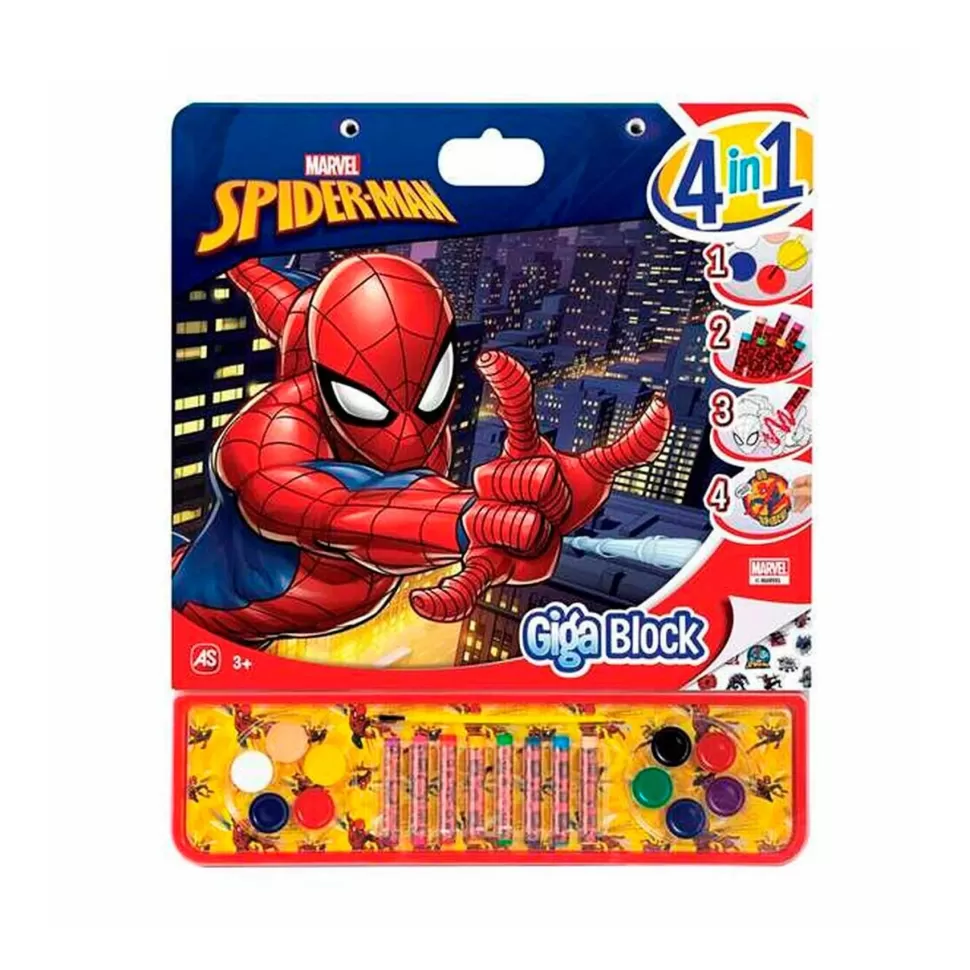 Spiderman Libro De Colorear Giga Block 4 En 1* Manualidades