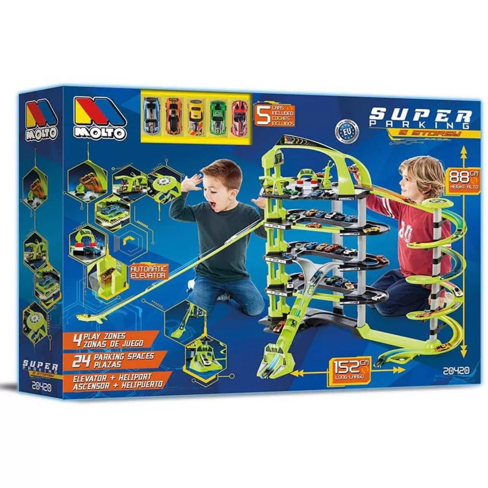 Molto Vehículos Y Radio Control^Super Mega Parking 5 Plantas Con Pistas Y 5 Coches