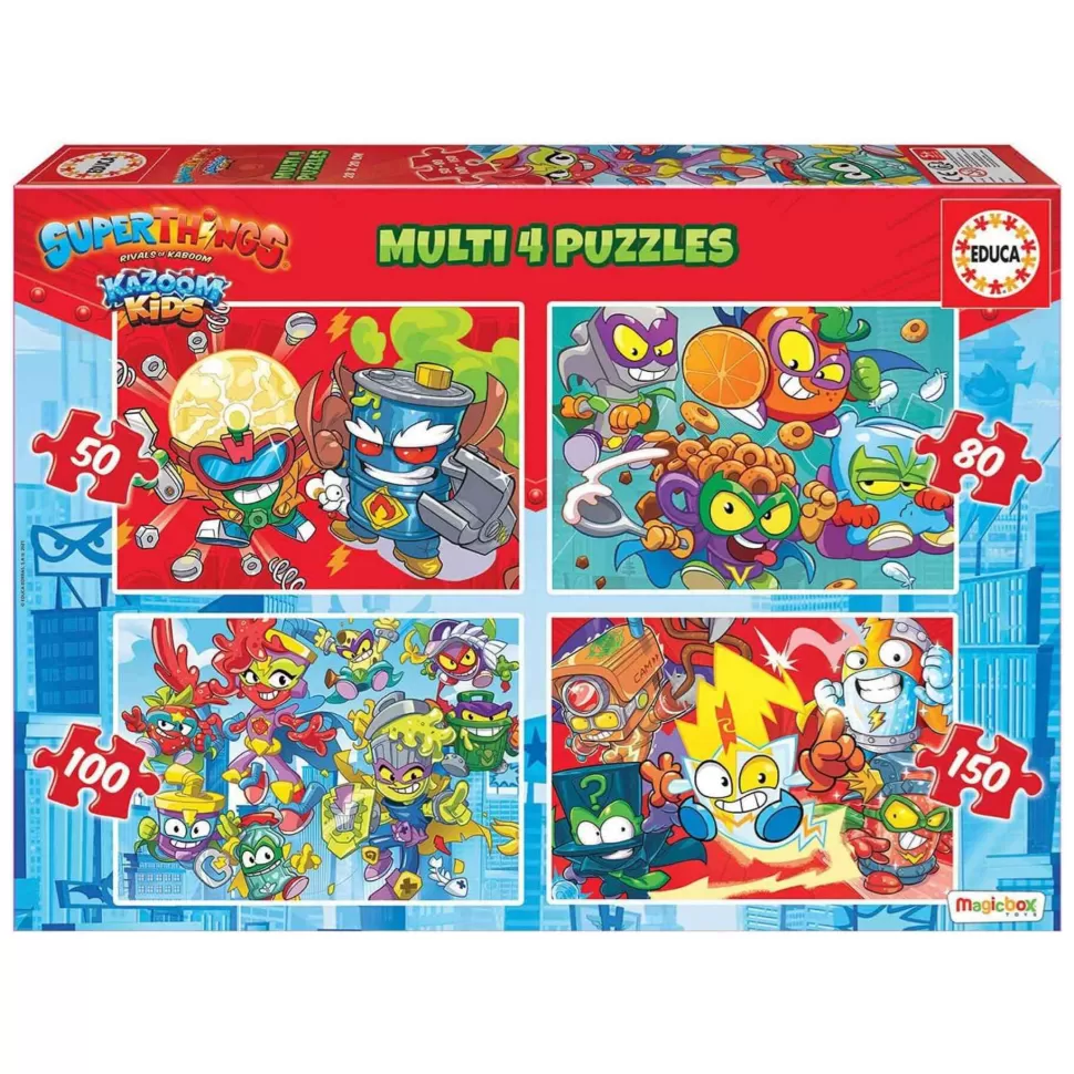 Superthings Set De 4 Puzzles Progresivos Infantiles 50 80 100 150 Piezas* Puzzles Y Educativos