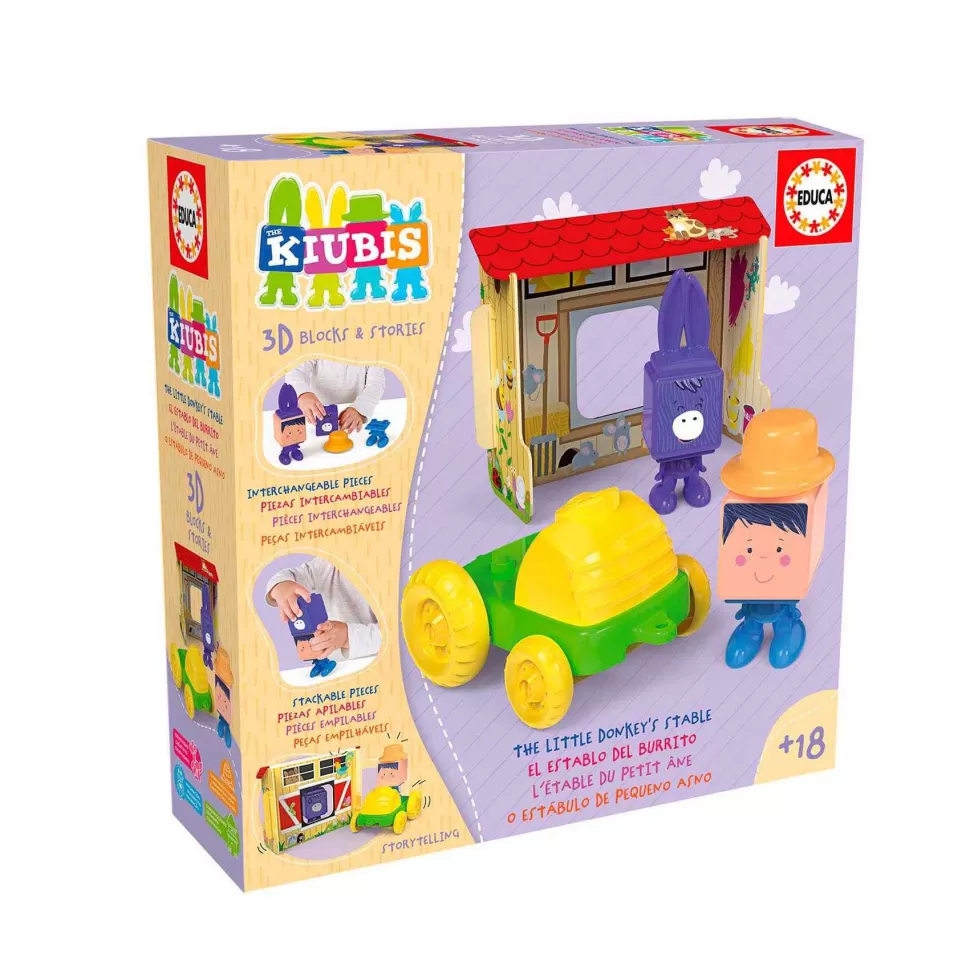 Educa Borras Juegos De Construcción^The Kiubis 2 Personajes Y Tractor El Establo Del Burrito