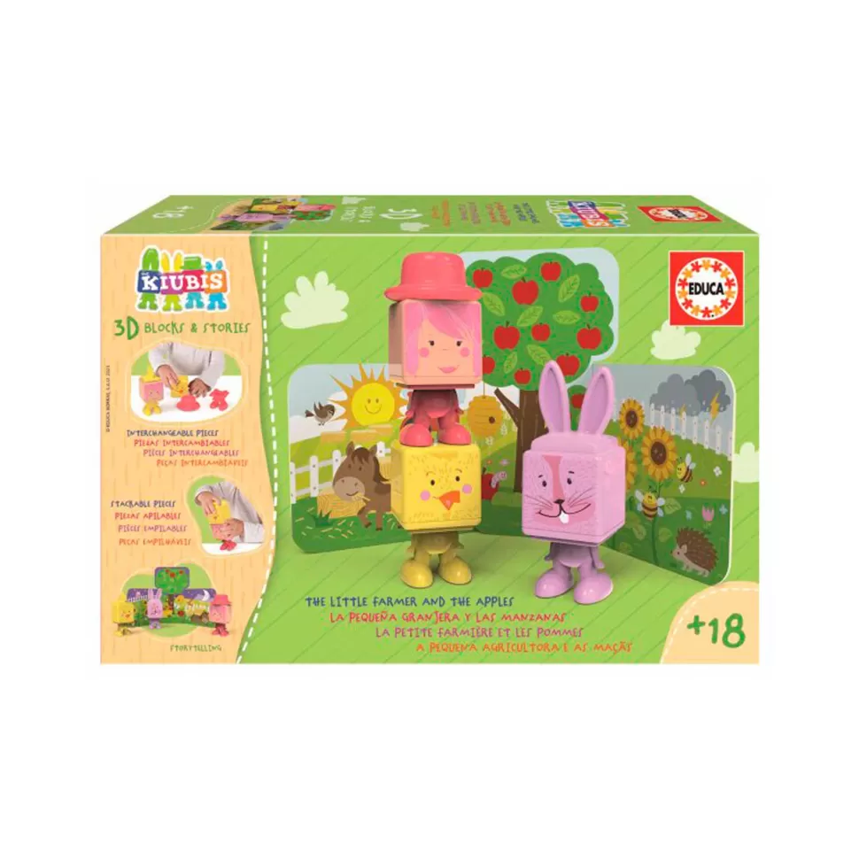 Educa Borras The Kiubis 3 Personajes La Pequena Granja Y Las Manzanas* Juegos De Construcción