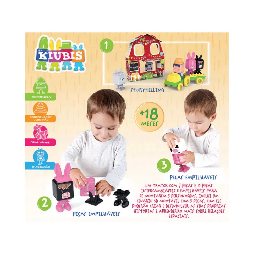 Educa Borras The Kiubis 6 Personajes Y Tractor Fiesta En La Granja* Juegos De Construcción