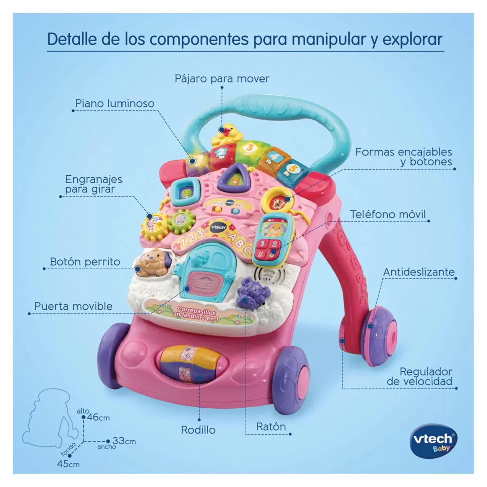 VTech Primera Infancia^ Correpasillos Andandin 2 En 1 Rosa | Juguete Infantil